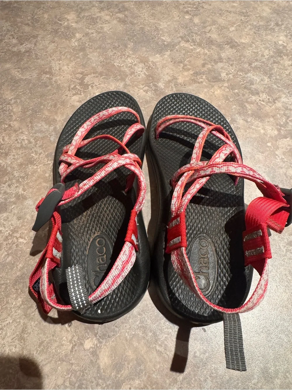 Chaco Red and Black Strappy Outdoor Sandals